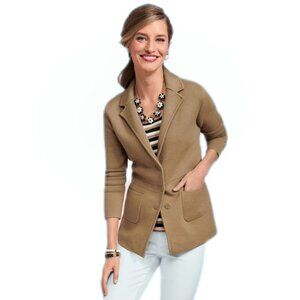 NWOT Talbots Sweater Jacket Cotton Blend Camel Tan LP